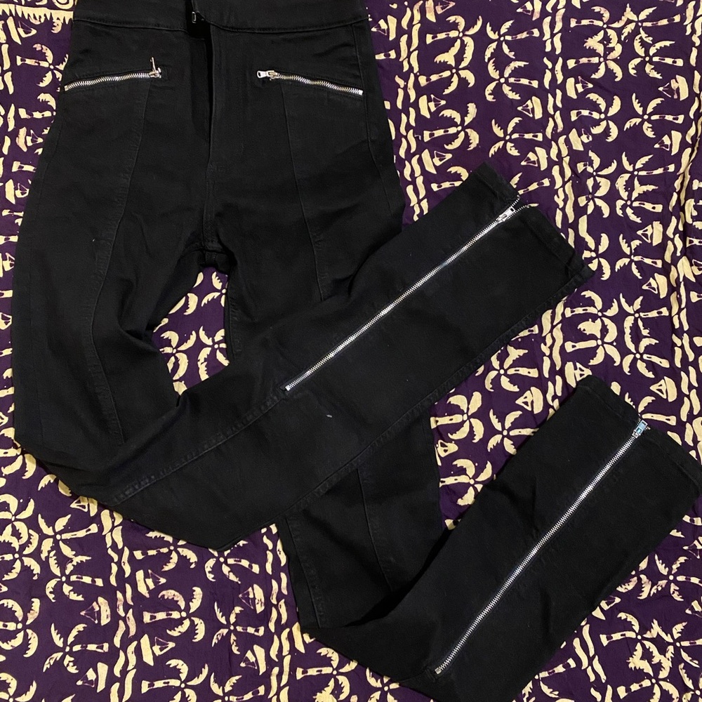 Zara Black Trousers with Zipper Details